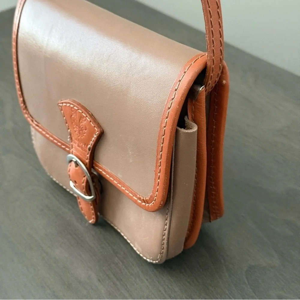 Vera Pelle Brown Leather Tan Handbag Italian Crossbody Purse